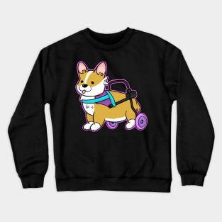 Cute Corgi in a doggy Wheelchair Crewneck Sweatshirt